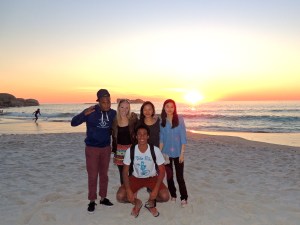 Sunset at Clifton with Dan, Hannah, Caroline, and Boakye 
