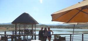 Thea, Hannah, and I in front of the dam at Buffelsdrift