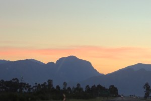 Sun going down just before the Huguenot Tunnel