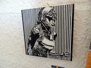 A woodcut block on exhibit
