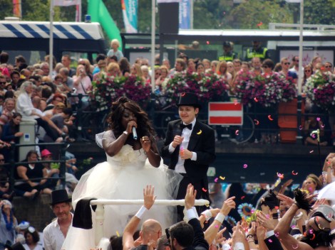 The singer on the float