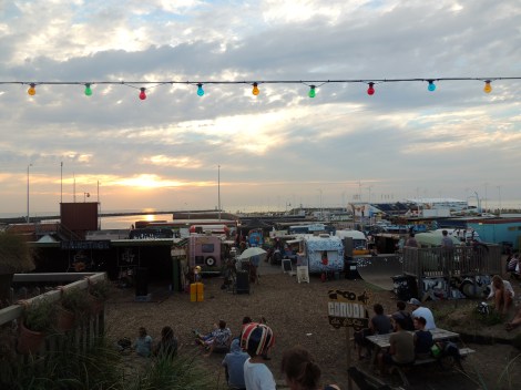 Festival grounds doubling as a campsite for the performers