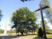 The Polish memorial, with the overall memorial behind it.