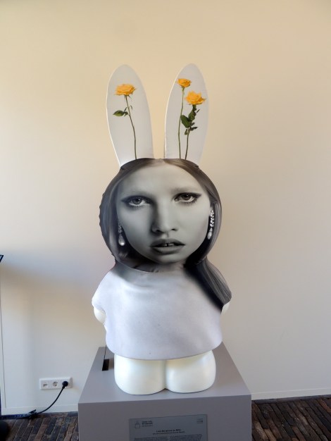 "Lara Barrymore as Miffy" - I loved how weird this one was. The artists work in diptych or triptychs, so they made a triptych of Miffy using her ears, head and body. The ears, of a floral still-life, the face, of Lara Stone (a Dutch model), and, best of all, Drew Barrymore's body, which was described by the artists as 'androgynous.' Not a word I would have ever selected for Drew Barrymore, but ok!